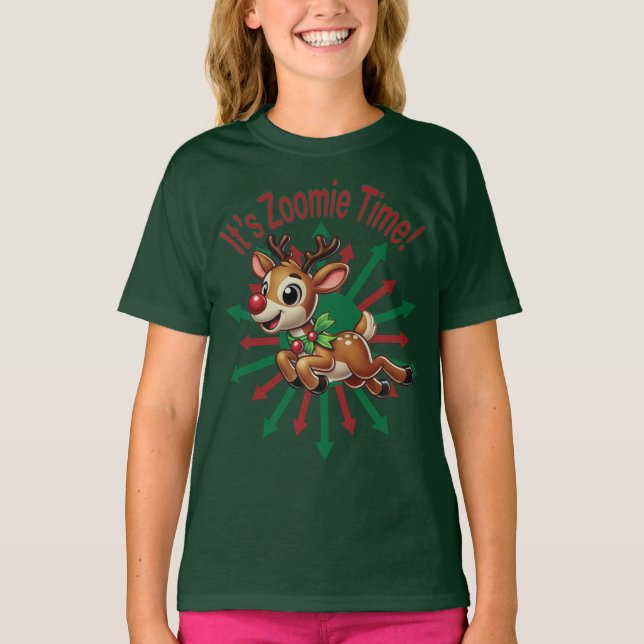 T-shirt C'est l'heure de Zoomie ! Les rennes de Noël (Devant)