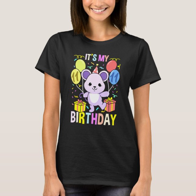 T-shirt C'est ma 11e souris d'anniversaire (Devant)