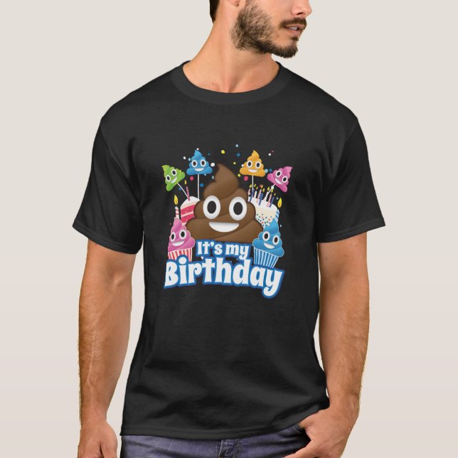 T-shirt C'est ma chemise d'anniversaire Emoji Poop (Devant)