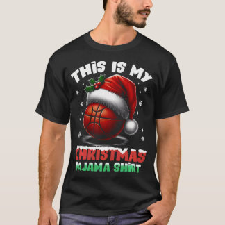 T-shirt C'Est Ma Chemise De Noël Basketball Santa Hat