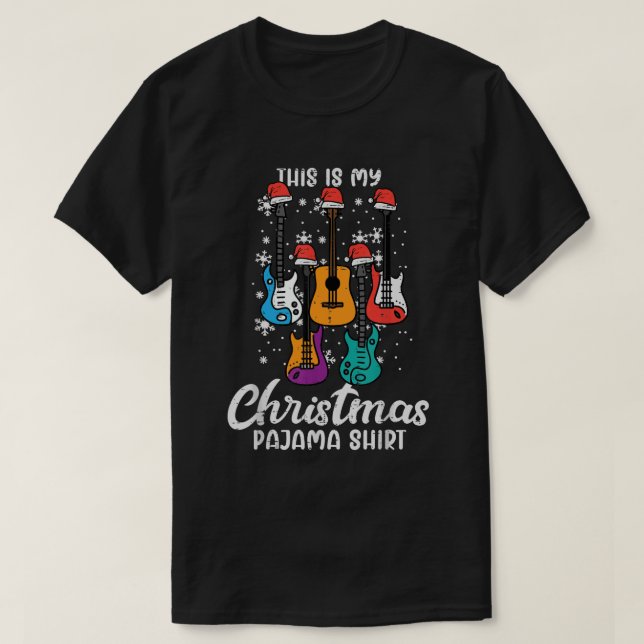 T-shirt C'Est Ma Chemise De Noël Guitare Xmas Musique Homm (Design devant)