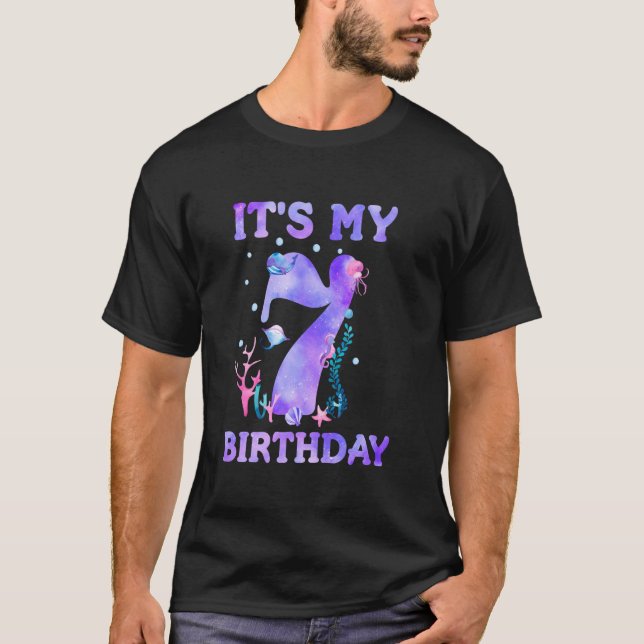 T-shirt C'est ma fille de 7 ans, Océan 7 ans, Poisson de m (Devant)