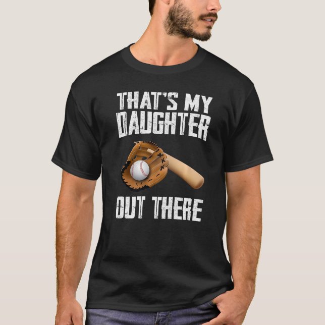 T-shirt C'est ma fille là-bas Baseball Maman Papa Soft (Devant)