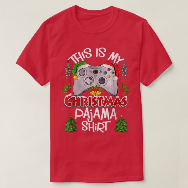 T-shirt C'est ma vidéo du pyjama de Noël du gamer de Santa (Design devant)