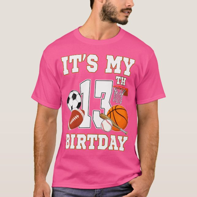T-shirt C'Est Mes 13E Balles De Sport Anniversaire 13 Ans  (Devant)