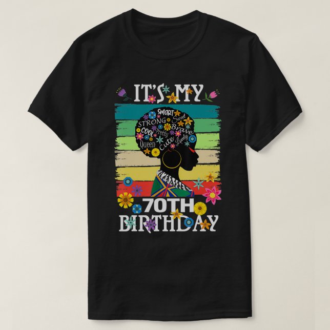 T-shirt C'Est Mes 70 Ans Africaines-Américaines Noires 70 (Design devant)