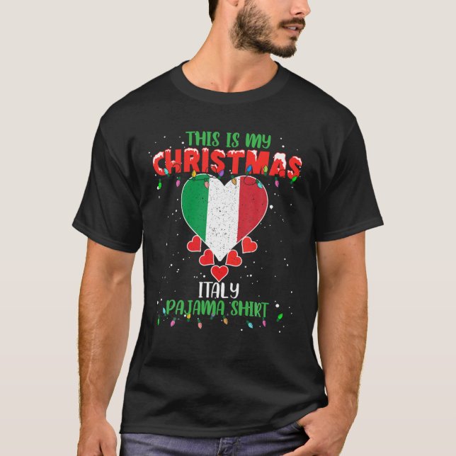 T-shirt C'Est Mes Lumières De Noël Aimer Italie Drapeau Py (Devant)