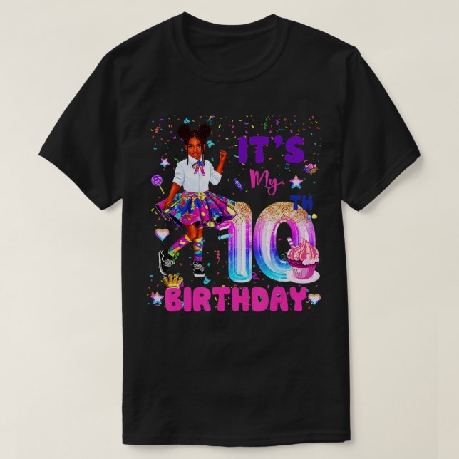 T-shirt C'est mon 10e anniversaire Africaine Américaine Bl (Design devant)