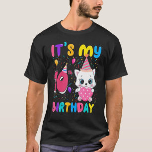 T-shirt C'est mon 10e anniversaire fille Coeur de chat Joy