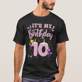 T-shirt C'est mon 10e anniversaire fille Doughnut heureux