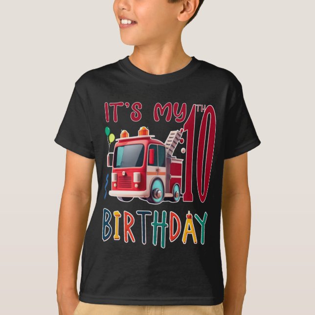 T-shirt c'est mon 10e anniversaire garçon pompier Enfants  (Devant)