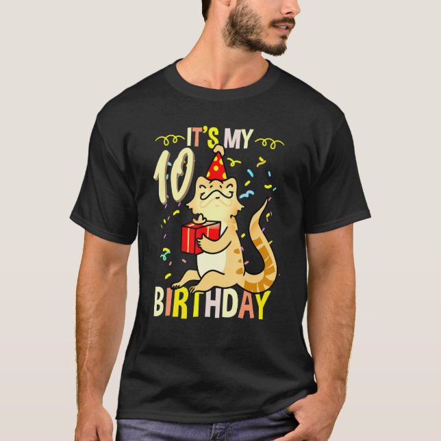 T-shirt C'est mon 10e anniversaire Lizard de Dragon Bearde (Devant)