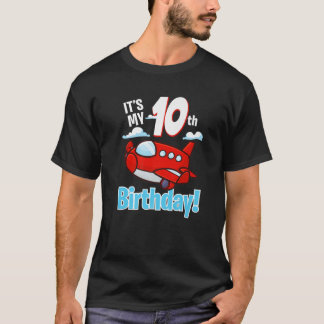 T-shirt C'est mon 10e anniversaire mignon avion Toy Aircra