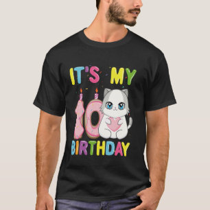 T-shirt C'est mon 10ème anniversaire Fille Chat Ragdoll de