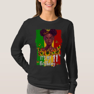 T-shirt C'est mon 11e anniversaire 11 ans Black Melanin W