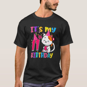 T-shirt C'est mon 11e anniversaire 11 ans de chat fille