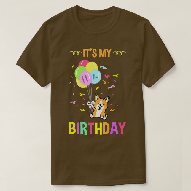 T-shirt C'est mon 11e anniversaire Corgi953 (Design devant)