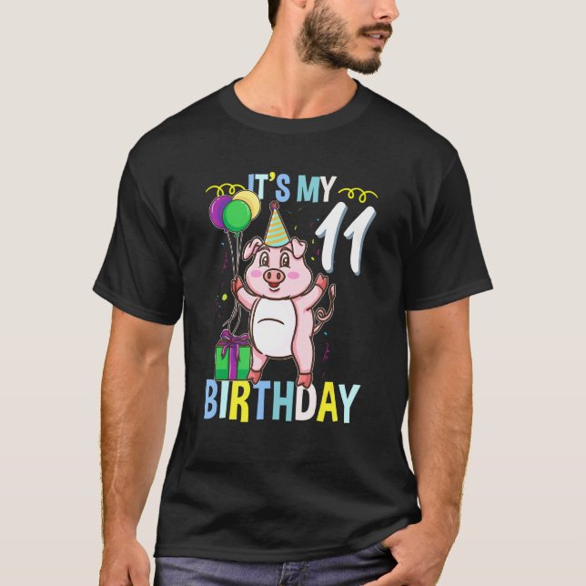 T-shirt C'est mon 11e anniversaire de porc (Devant)
