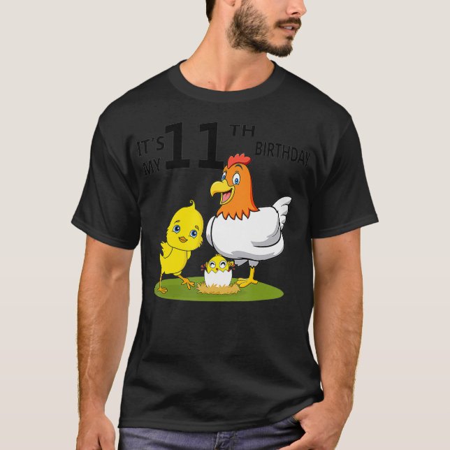 T-shirt C'est mon 11e anniversaire mignon poulet 11 ans (Devant)