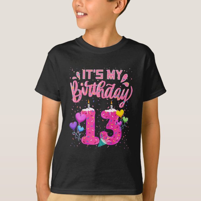 T-shirt C'est mon 13e anniversaire Doughnut Joyeux 13 ans (Devant)