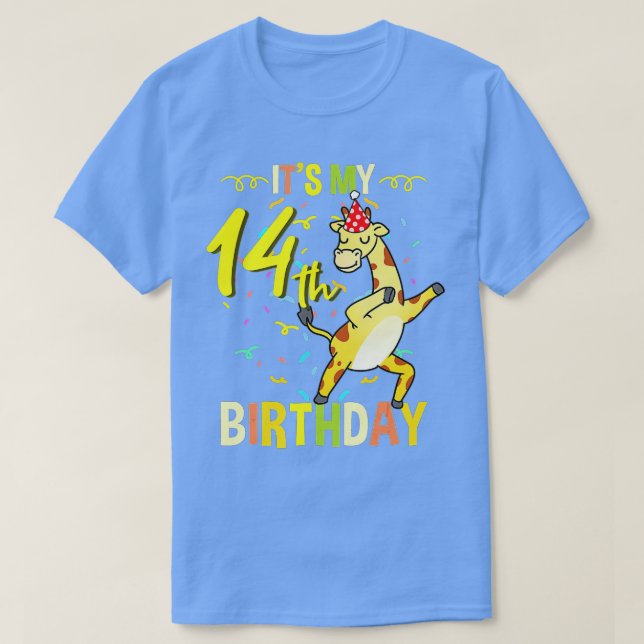 T-shirt C'est mon 14e anniversaire Dabbing Giraffe (Design devant)