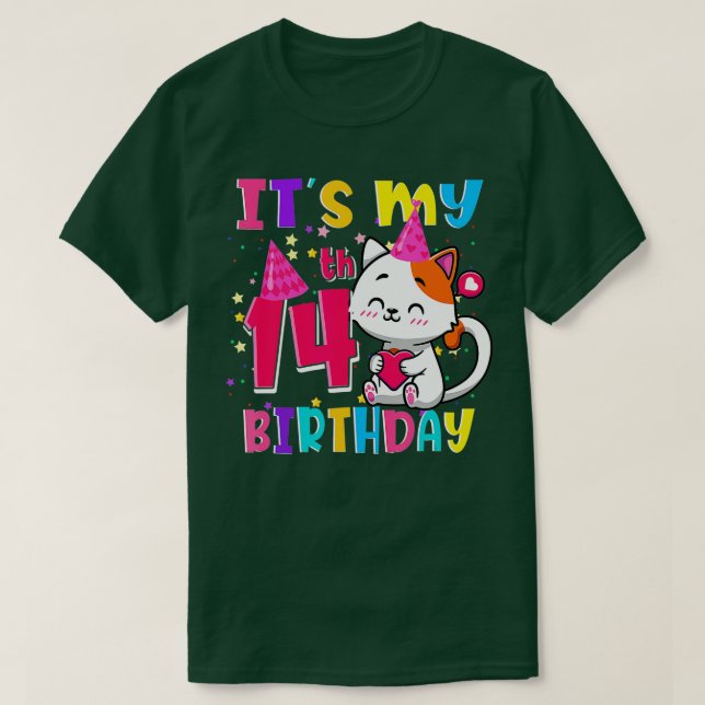 T-shirt C'est mon 14e anniversaire nager cadeau 14 ans cha (Design devant)