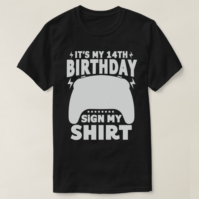T-shirt C'est mon 14e anniversaire Signe Mon Chemise (Design devant)