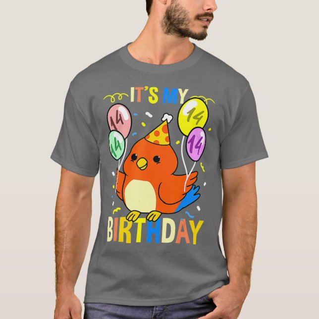 T-shirt C'est mon 14e perroquet d'anniversaire (Devant)