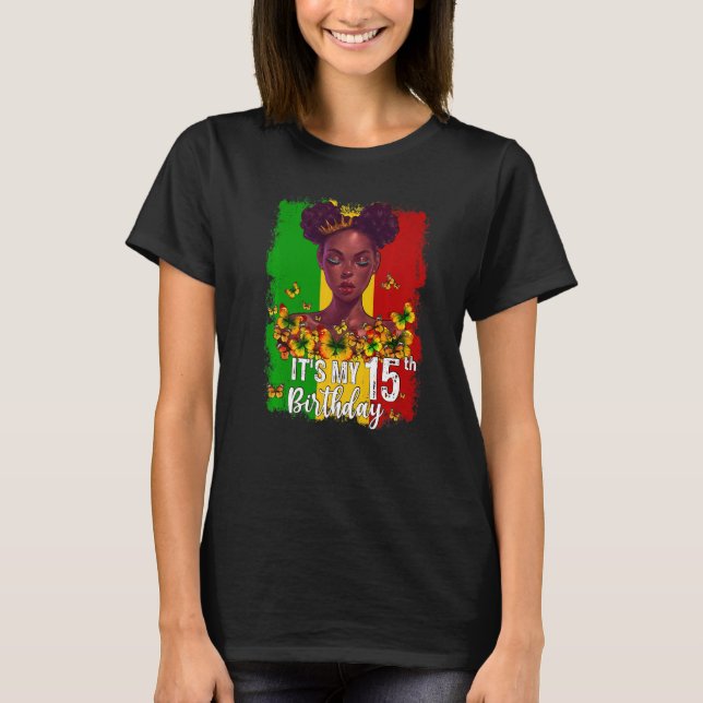 T-shirt C'est mon 15e anniversaire 15 ans Black Melanin W (Devant)