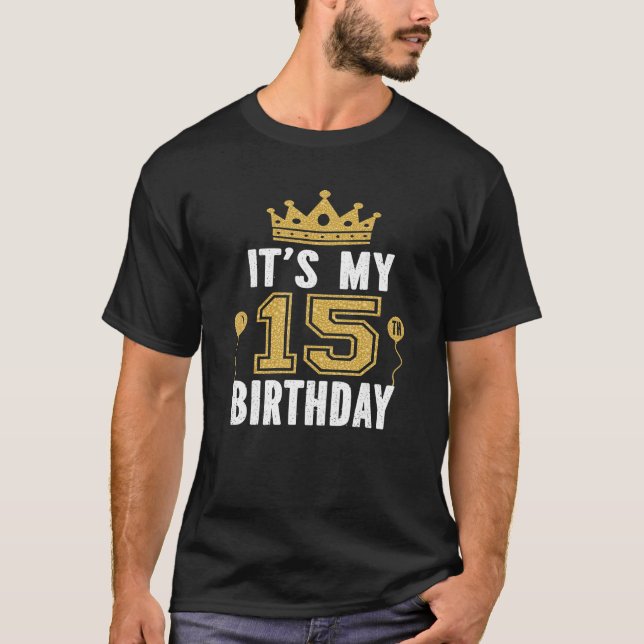T-shirt C'est mon 15e cadeau d'anniversaire 15 ans Garçons (Devant)