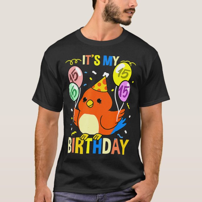 T-shirt C'est mon 15e perroquet d'anniversaire (Devant)