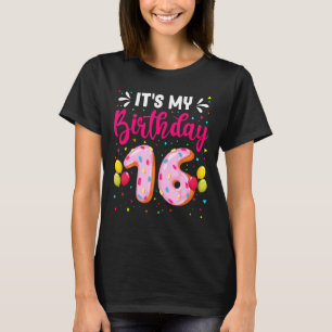T-shirt C'est mon 16e anniversaire Doughnut Boys Girls 16 