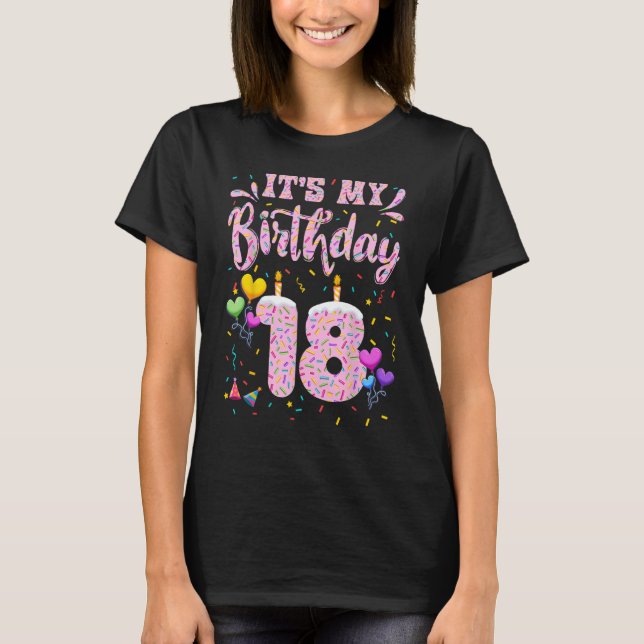T-shirt C'est mon 18e anniversaire fille Doughnut Joyeux 1 (Devant)