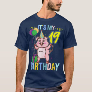T-shirt C'est mon 19e anniversaire mignon porc 3303
