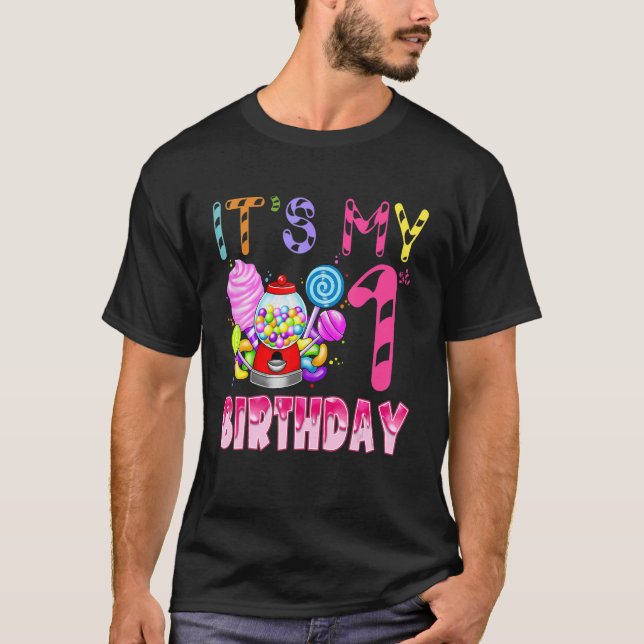 T-shirt C'est mon 1er anniversaire Candy Candyland Birthda (Devant)