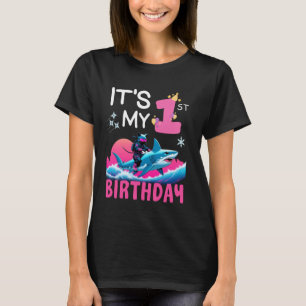 T-shirt C'est mon 1er anniversaire Ninja Cat à cheval sur