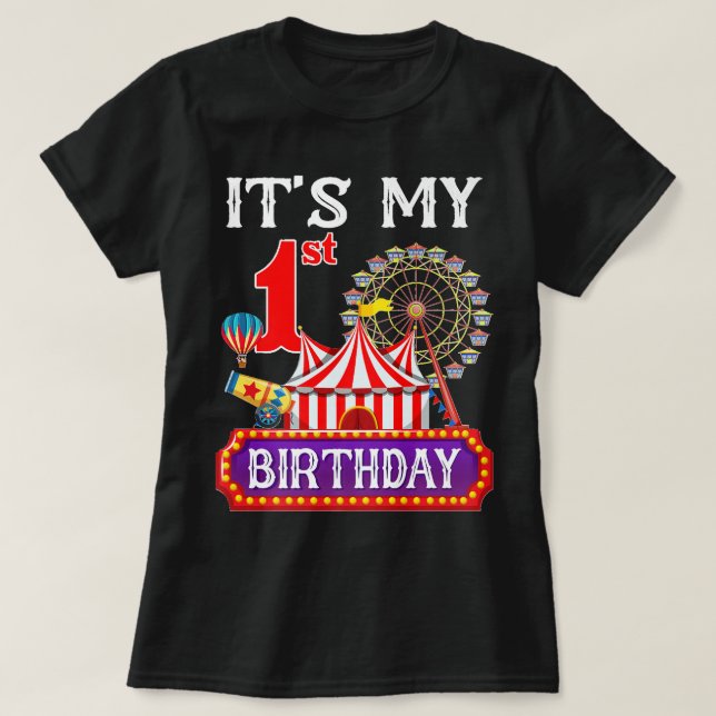 T-shirt C'est mon 1er anniversaire Ringmaster Cirque Thème (Design devant)