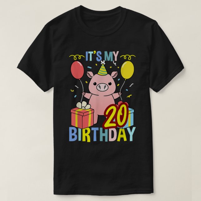 T-shirt C'Est Mon 20E Anniversaire Cochon Pour Porc Lover  (Design devant)