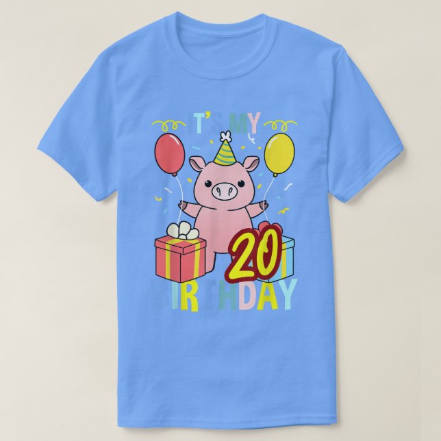 T-shirt C'est mon 20e anniversaire de cochon pour l'amoure (Design devant)