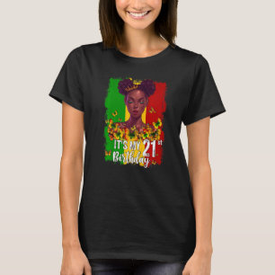 T-shirt C'est mon 21e anniversaire 21 ans Black Melanin W