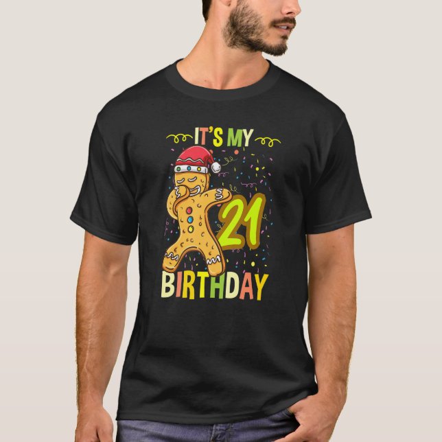 T-shirt C'est mon 21e anniversaire Dabbing Gingerbread (Devant)