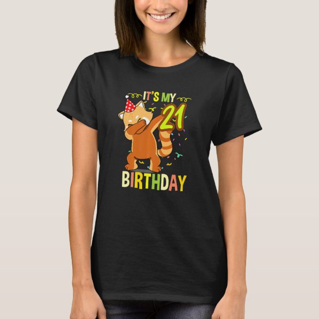 T-shirt C'est mon 21e anniversaire Dabbing Red Panda (Devant)