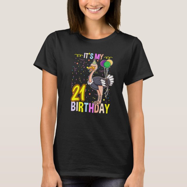T-shirt C'est mon 21e autruche d'anniversaire (Devant)
