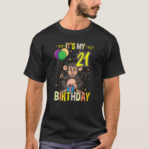 T-shirt C'est mon 21e singe Chimpanzé d'anniversaire