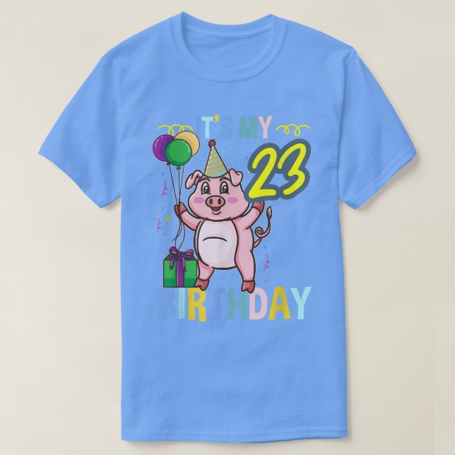 T-shirt C'est mon 23e anniversaire mignon porc (Design devant)