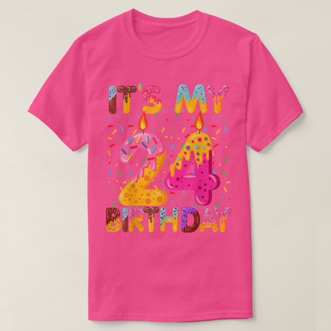 T-shirt C'est mon 24e anniversaire Donut sucré 24 ans Funn (Design devant)