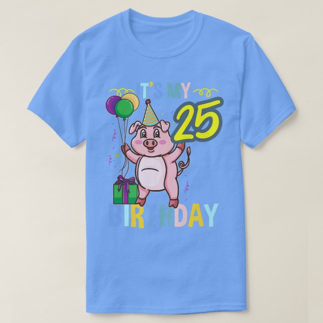 T-shirt C'est mon 25e anniversaire Cochon Mignon Premium 3 (Design devant)
