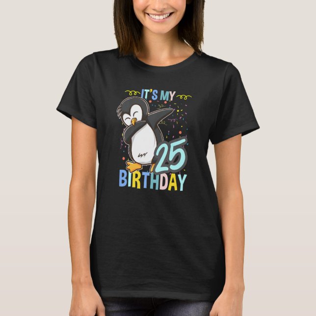 T-shirt C'est mon 25e anniversaire Dabbing Penguin (Devant)