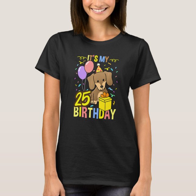 T-shirt C'est mon 25e anniversaire Dachshund (Devant)