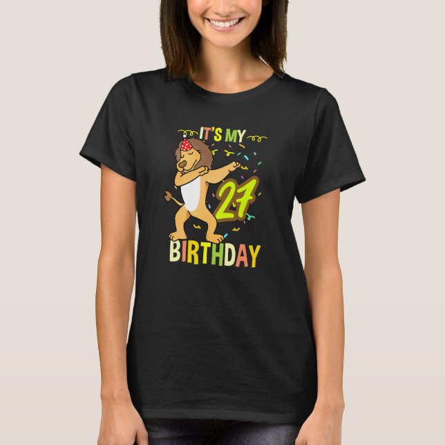 T-shirt C'est mon 27e lion Dabbing (Devant)